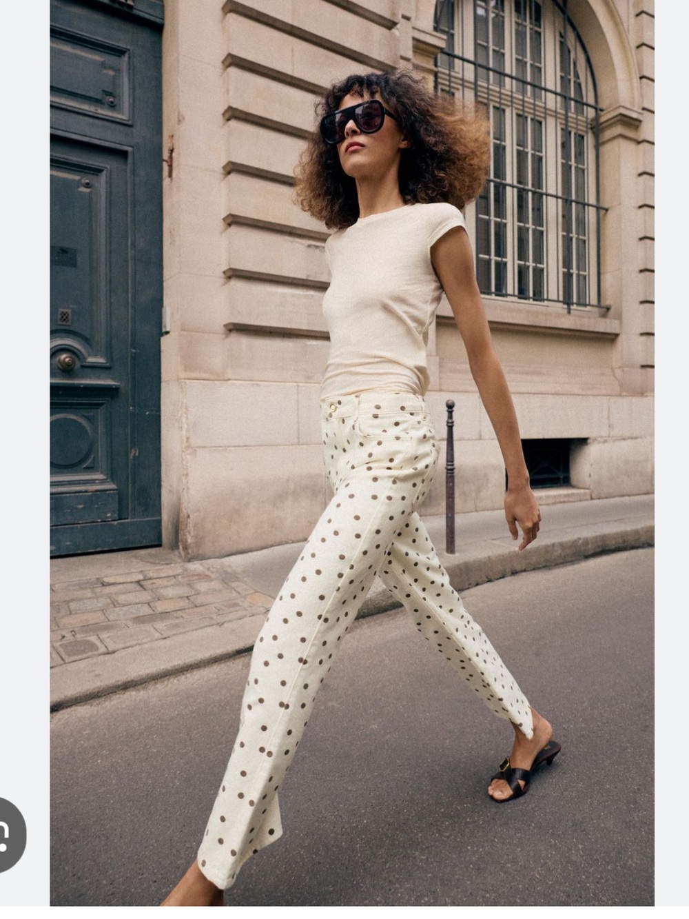 ZARA Z1975 MID-RISE MINI FLARE POLKA DOT JEANS